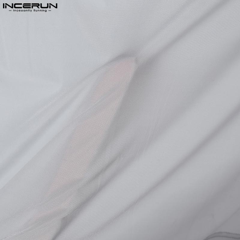 INCERUN Men Summer Sleeveless See Through Breathable Homewear Mesh Sheer Tank Tops