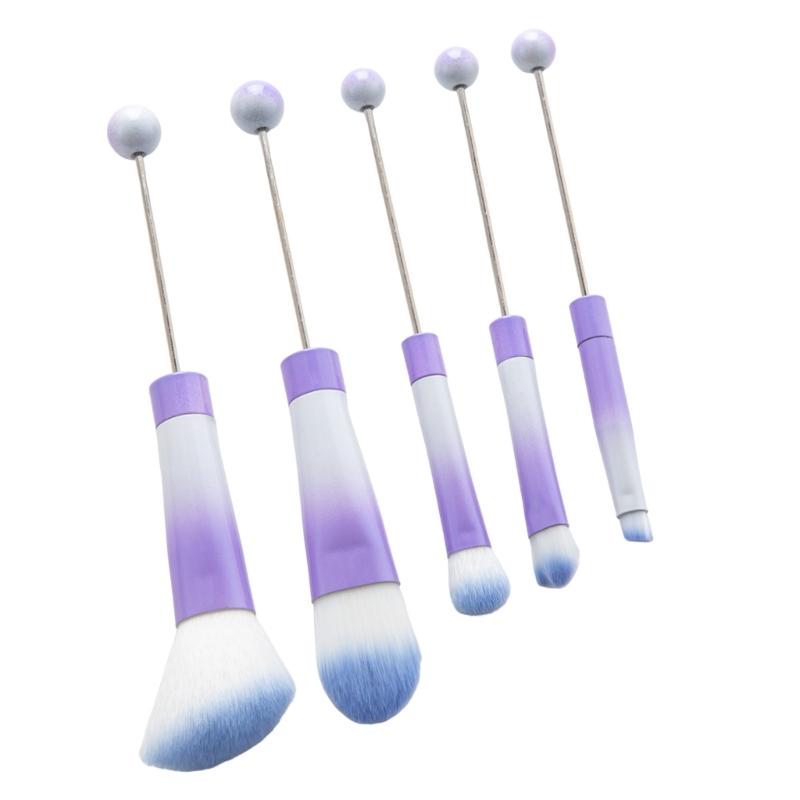 Beaded Makeup Brush Set Metal Handle Makeup Brushes Eyeshadow Brush Blush Brush Beadable Makeup Brushes for Makeup