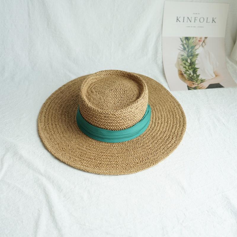 Französischer Retro Sommer Herren- und Damen Handgewebter Panama Flachgipfel Zylinder Beschattung Urlaub Strand Sonne Strohhut