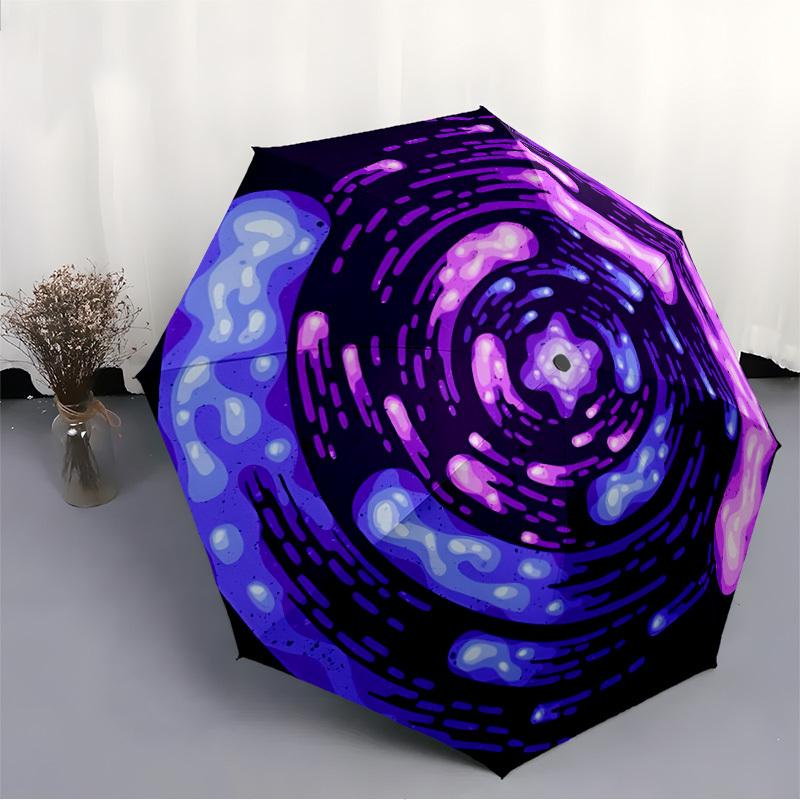 1pc Cosmic Vortex Automatic Open/Close Umbrella - Portable Collapsible Umbrella with 8-Rib Stability, Fashion Lovers yy251017158