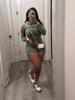 Women Solid Ribbed Two Piece Set Long Sleeve Hooded Cape + Pockets Spaghetti Straps Playsuits Fashion Stretch Streetwear Suits