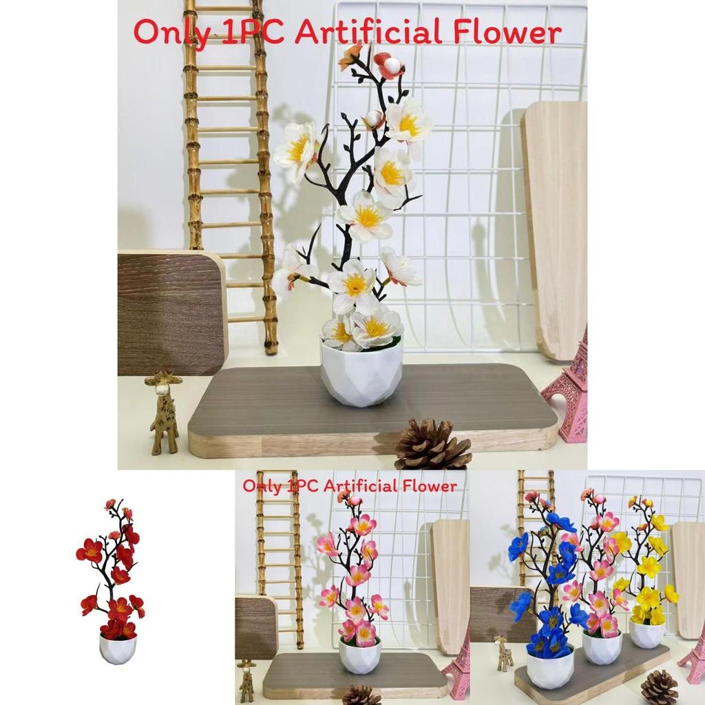 Plum Blossom Decorative Fake Plant With Silk Material For Indoor Garden And Holiday Festivities