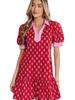 2026 Floral Print Lapel Pullover & Short Skirt - Women's Sweet European American Style, High Waist Summer Dress