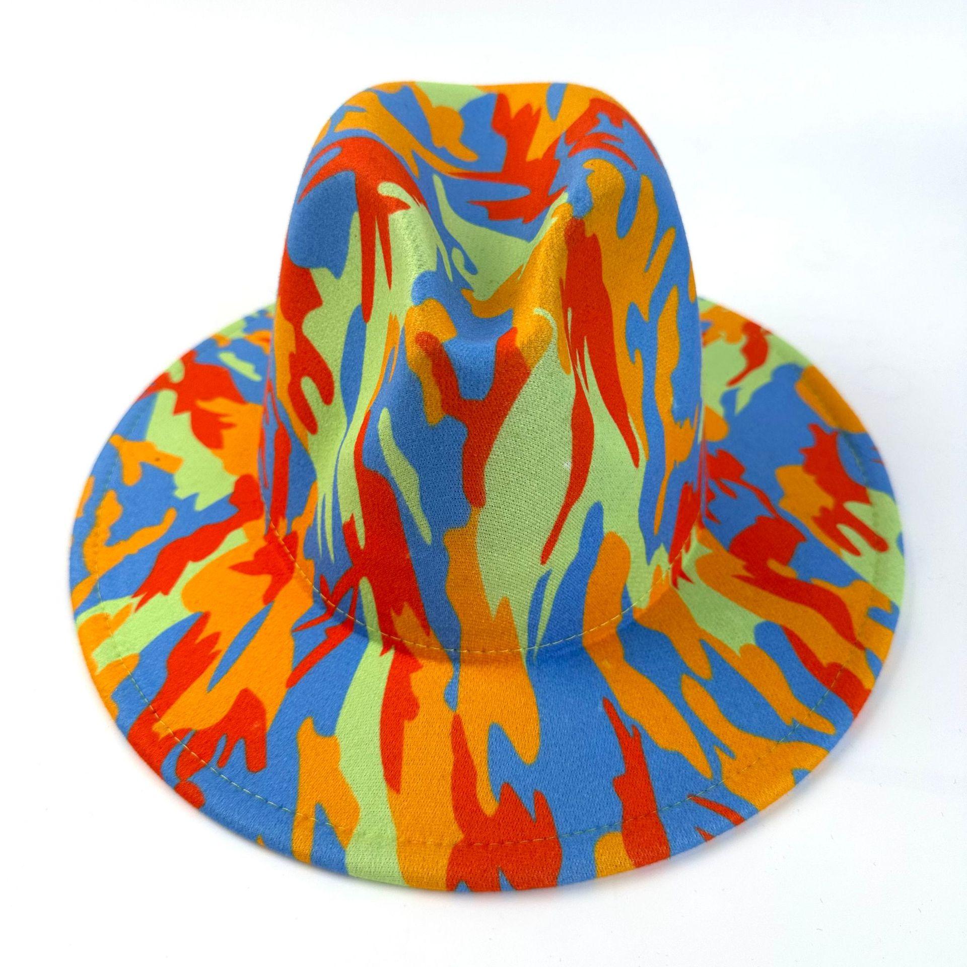 Европейский и американский стиль Граффити Печать Широкополая Шерстяная Фетровая Шляпа Мужская и Женская Узорная Цилиндр Европейский и Американский Новая Джазовая Шляпа 56-58cm