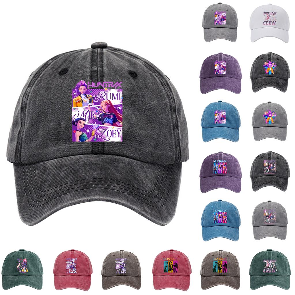 Washed Cotton Baseball Cap With Printed Distressed Soft Top Denim Hat For Men, European And American Retro Hat