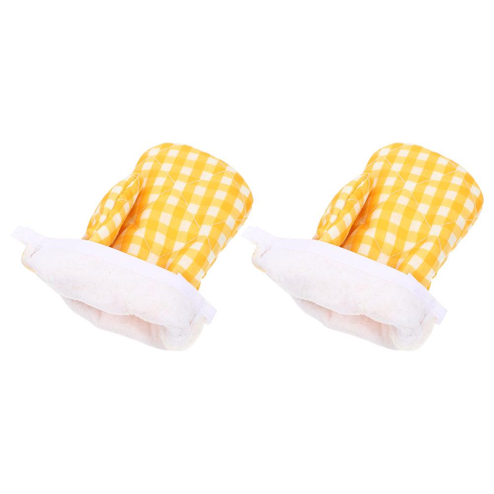 2 Pcs Oven Mitts Heat Resistant Kitchen Gloves Hand Protection Polyester Baking Supplies Cooking Accessories Microwave Mitts