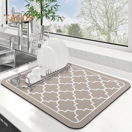 Tapis de séchage de vaisselle, grand tapis absorbant et drainant pour comptoir de cuisine, tapis de salle de bain multifonctionnel pour café