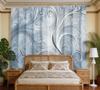 2PCS Digital Printed Curtains, Ocean Blue Wave Swirl Nautical Coastal, Rod Pocket Window Drapes for Living Room Bedroom Decor