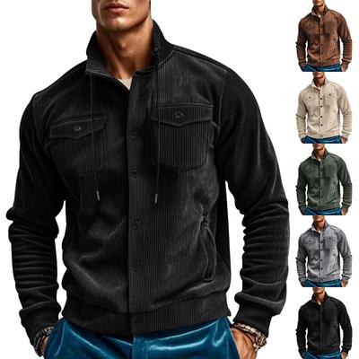 Herrenjacke mit Revers und einfarbigem Cord