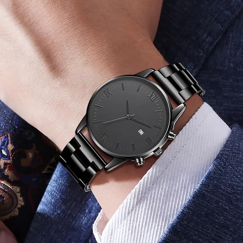 Men s Versatile Quartz Watch with Calendar - Steel Band, Large Dial, Casual & Business Style