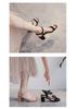 2026 Black Chunky Heel Sandals: Women's Simple Single Strap Versatile High Heels for Summer Skirts