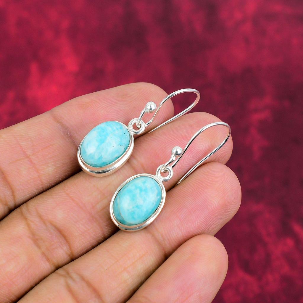 Amazonite Earrings, 925 Solid Sterling Silver Earrings Handmade Gemstone Jewelry, Gifts For Wife Brand New Earrings