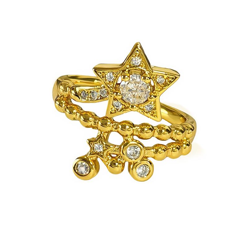 Xiaoxiangfeng Light Luxury Dream Wind Stars Meteor Full Of Diamonds Zir*****Pen Ring Exquisite And Beautiful Super Fairy Stacked Ring