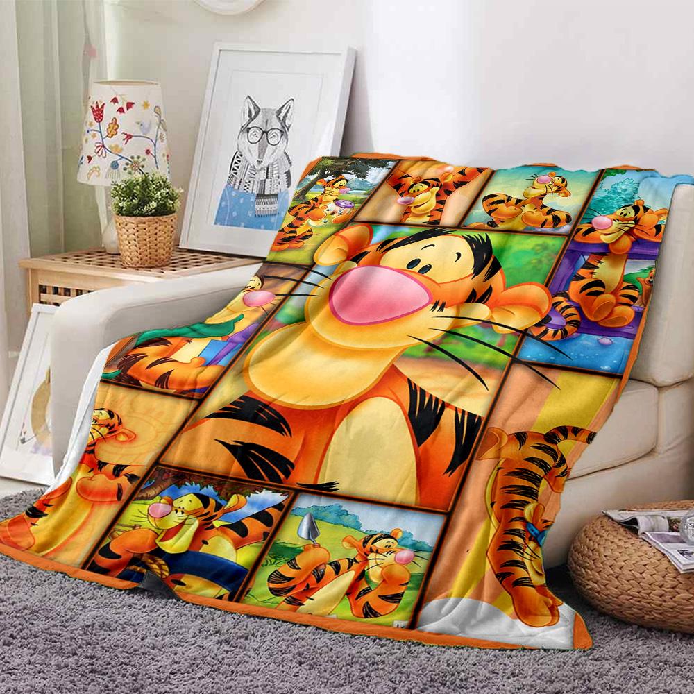Tigger'S Joyful Adventures Flannel Blanket Super Soft Warm Cozy Blanket For Sofa Bed Office Travel Allseason Home Decor Gift