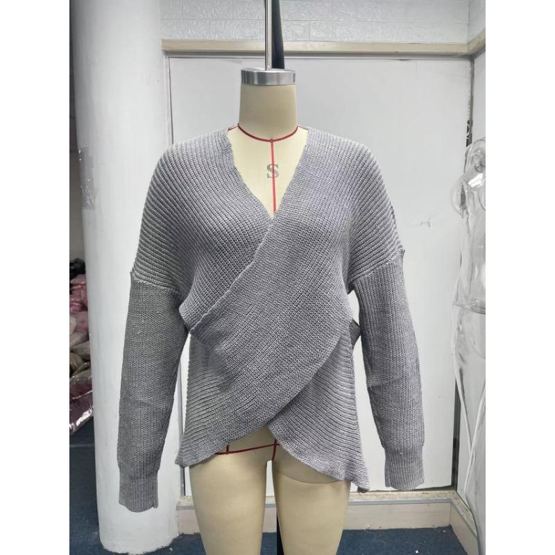 Podzimní a zimní móda Dámský svetr Křížově pletený sekční svetr