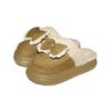 New Bow-tie Fluffy Slippers Autumn and Winter Indoor Thick-soled Heightening Cotton Slippers Home Thermal Cotton Shoes