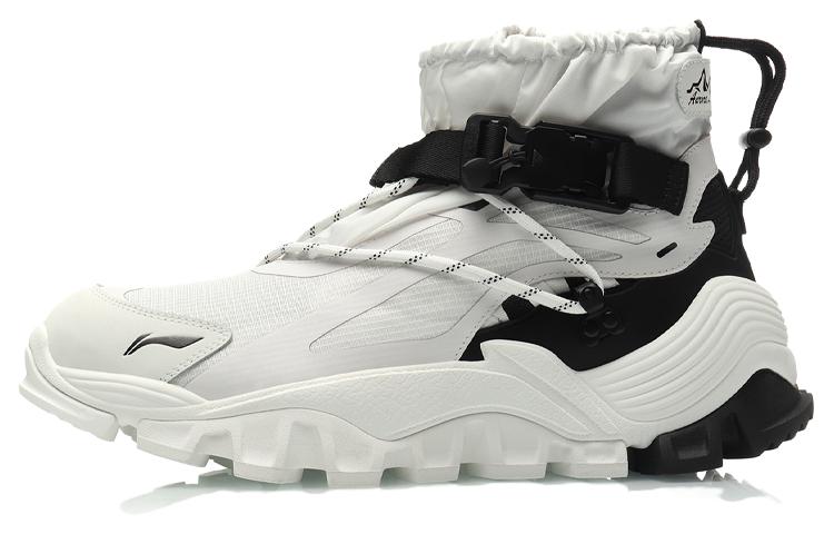 Li Ning Aurora Mountain Travel High Top Sports Casual Shoes Men's White Black AGLP155-5