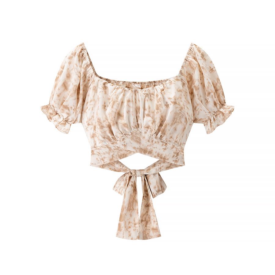 

Square Neck Back Tie Bow Women s Top - Summer 2025 Collection Large хаки