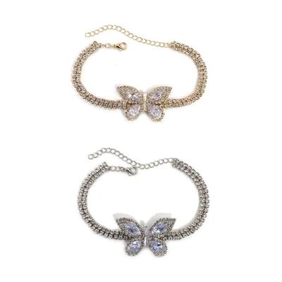Minimalist Butterfly Cubic Zirconia Bracelet Korean Trendy Designs Comfortable Wear Copper Jewelry Accessory