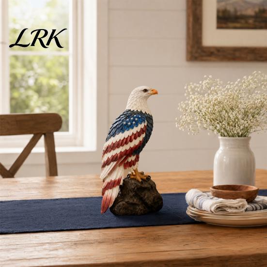 Bird Statue With Light American Flag Eagle-Shaped Lamp, 250th Anniversary Patriotic Desk Realistic Tabletop Eagle Decor Night Light, Artistic