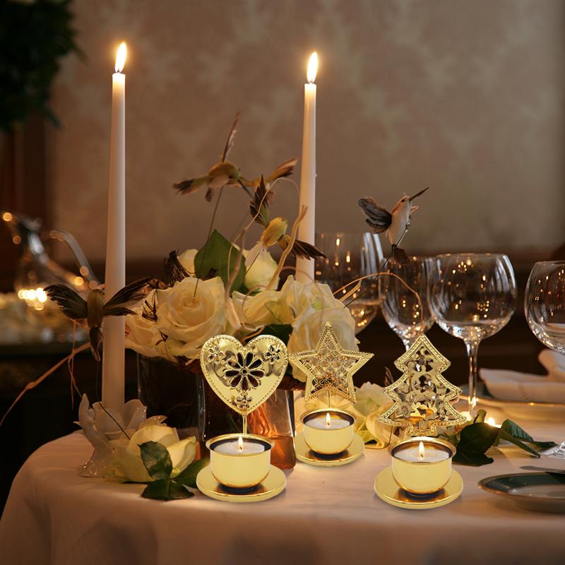 Christmas Hollow Design Christmas Decoration Christmas Tree Shape Elegant Candlestick Decorative Accessories 3 Styles