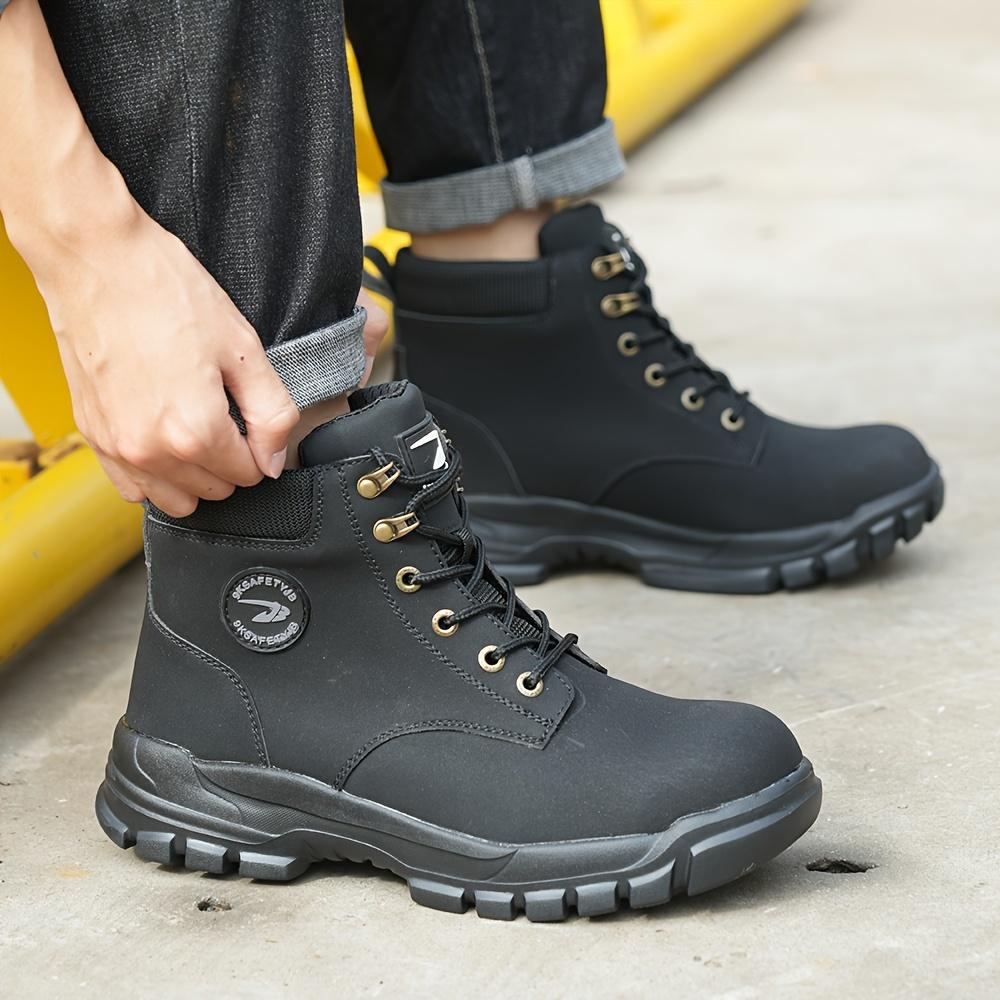 Men‘s Work Safety Shoes Waterproof Steel Toe Boots Lightweight Design with Anti-Smash Anti-Puncture Suitable for Exploitation