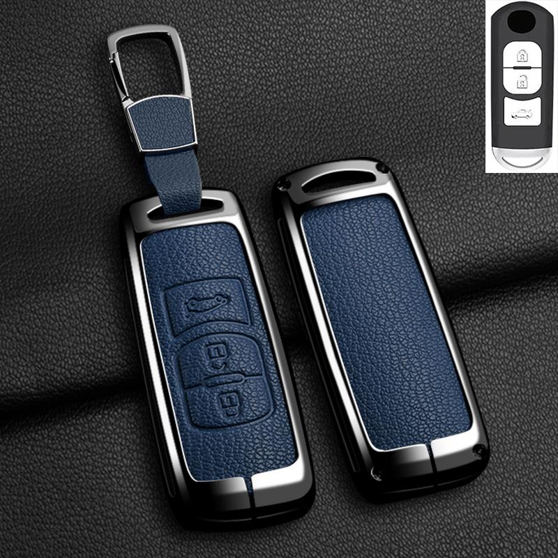Zinc Alloy Car Key Cover Holder for Mazda Axela Atenza 3 2 6 CX3 CX5 CX30 CX8 CX9 MX5 RX7 RX8 SKYACTIV Remote Protector Keychain