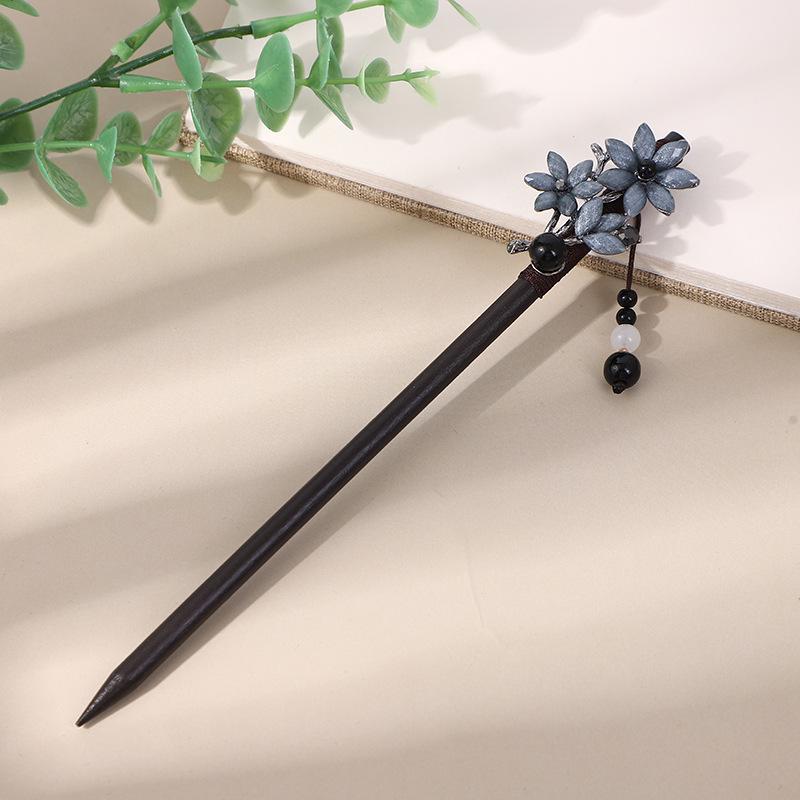 Vintage Quasten Haarnadel: Imitation Ebenholz Hanfu Accessoire