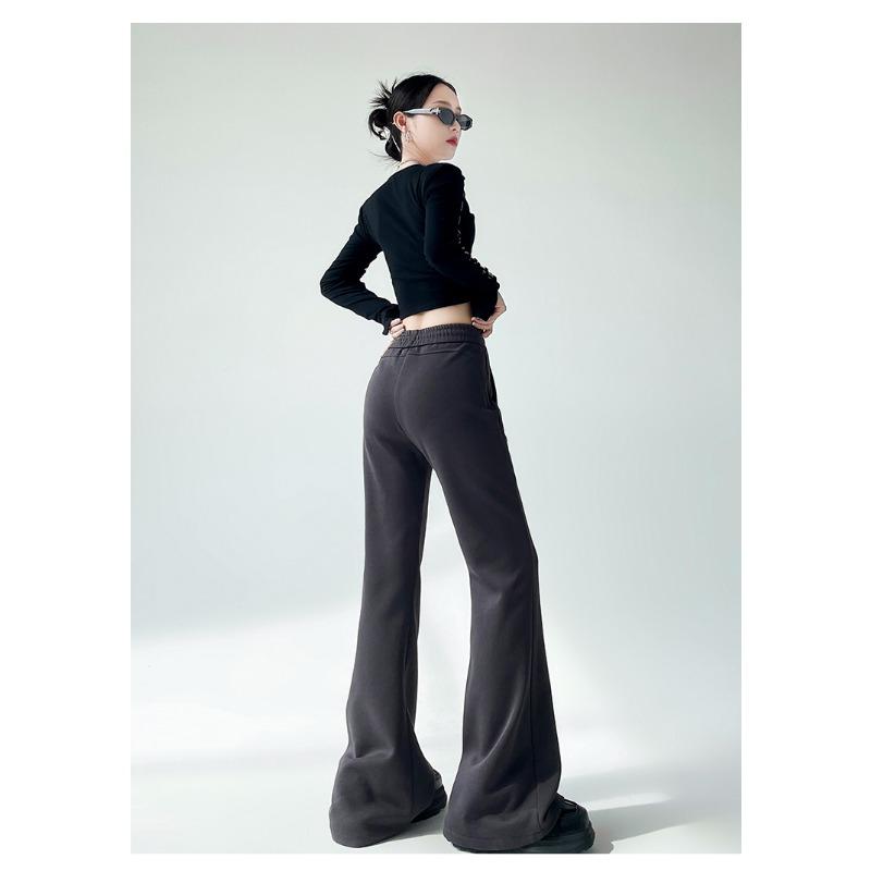 Autumn Winter Women Fashion Micro-pull Pants New Drawstring Sports Casual Sweatpants Solid Color Flared Pants Casual Street Wear Trousers 2339
