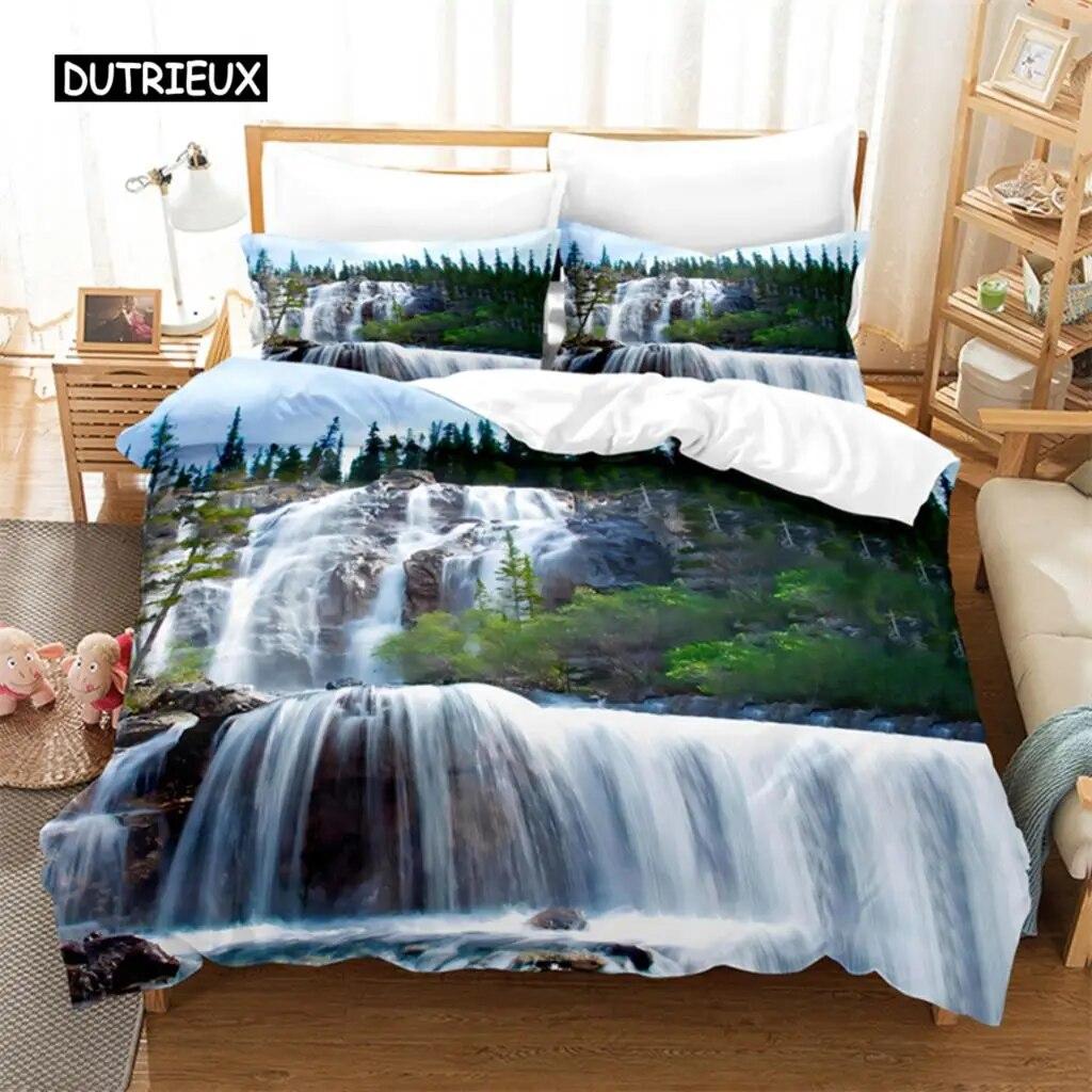 Natural Scenery Queen Bedding Set Duvet Cover Set Bedding Digital Printing Bed Linen King Size Duvet Cover Set Bedding Set Three Piece Set