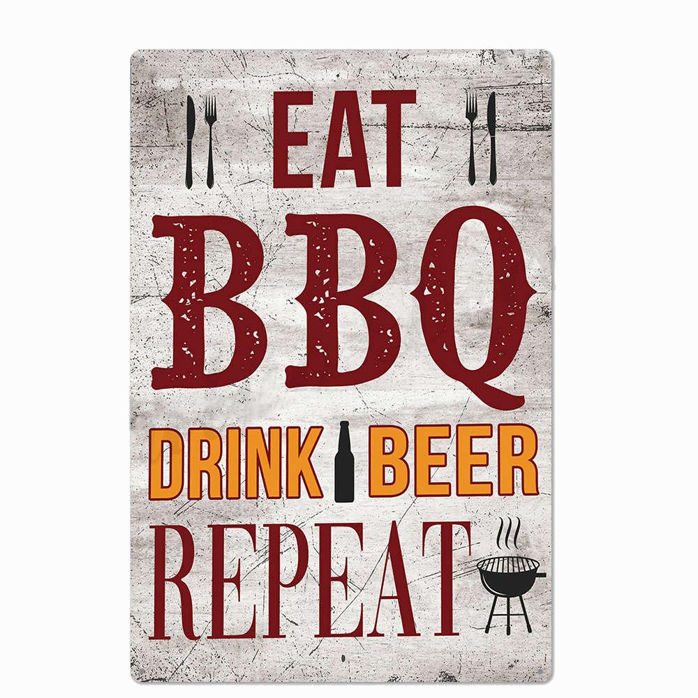 ZONA BARBECUE DEL PAPÀ Targa Retro Segni di Latta in Metallo Pub Cucina Casa Griglia Decorazione da Parete Vintage 20X30CM