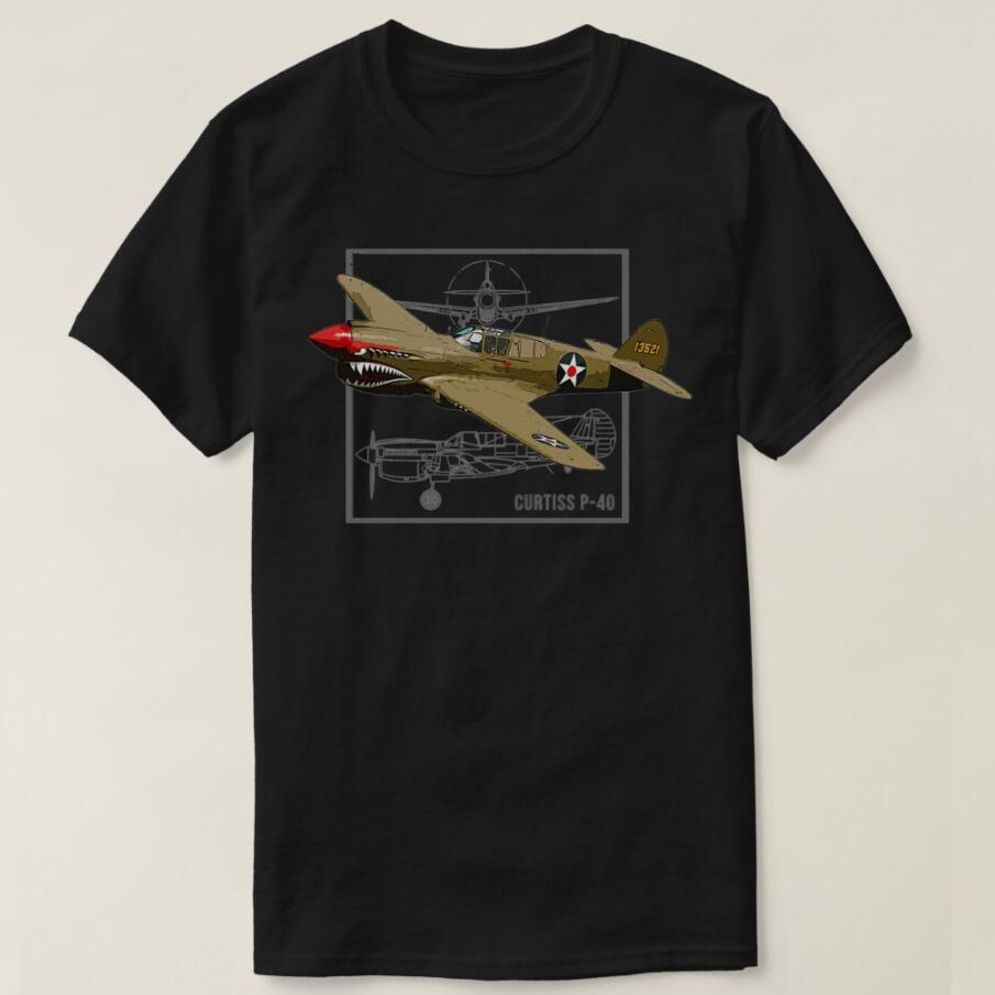 Curtiss P40 Warhawk Fighter Plane Men TShirt Short Sleeve Casual Cotton ONeck Summer Men Clothing