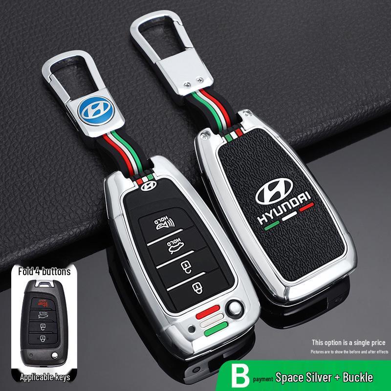 High-End Key Case for 21 Hyundai Models: Fits 2020 Elantra, Reina, ix35 – Unisex Car Key Shell with Buckle