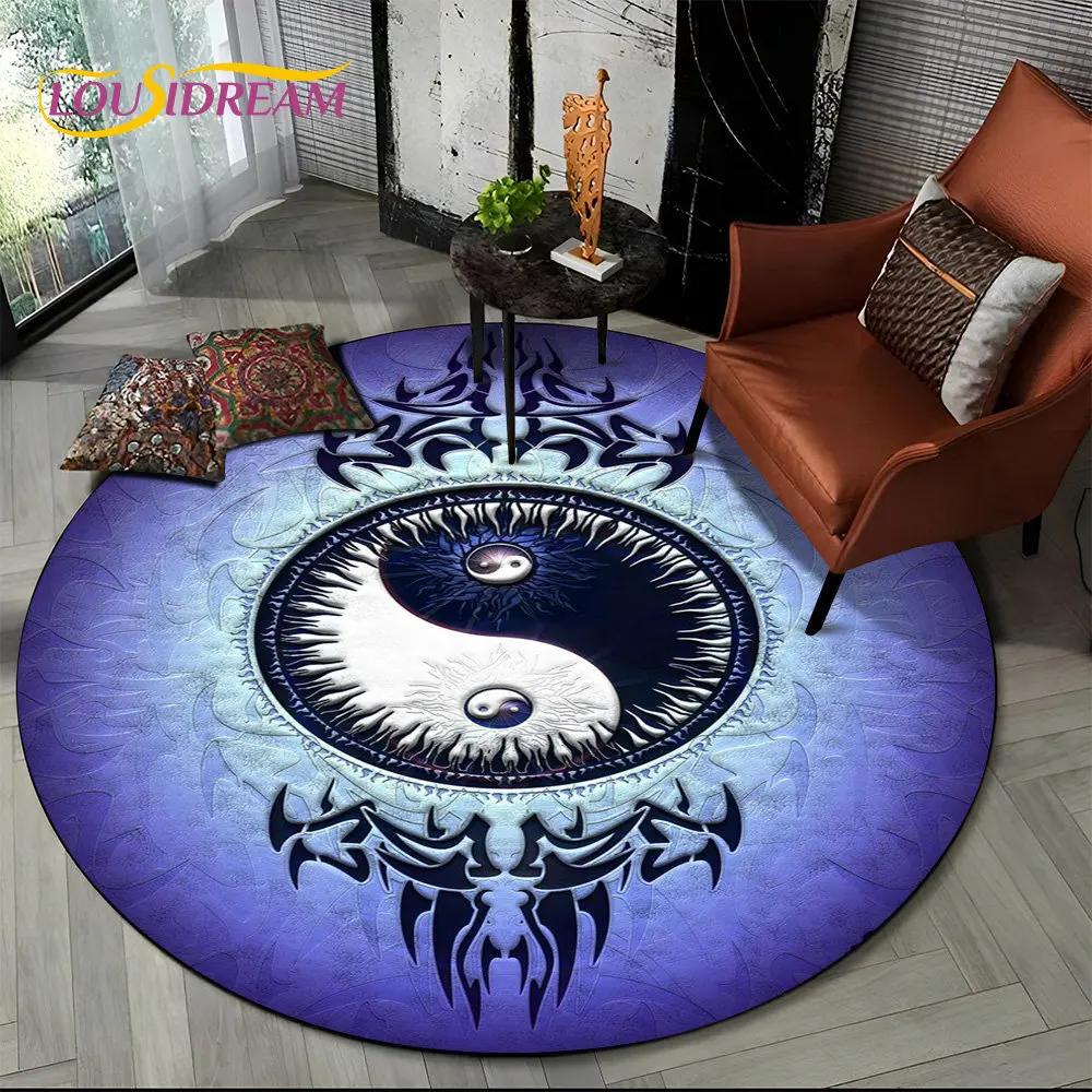 3D Chinese Tai Chi Bagua Yin Yang Round Area Rug,Carpet Rug for Living Room Bedroom Sofa Playroom Decor,kids Non-slip Floor Mat