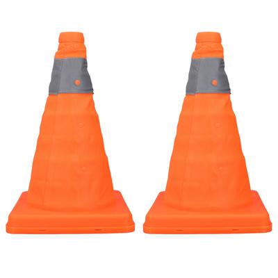 2 szt. Pachołki bezpieczeństwa drogowego składane wielofunkcyjne pachołki rozkładane z odblaskowym kołnierzem pomarańczowe 30 cm dla