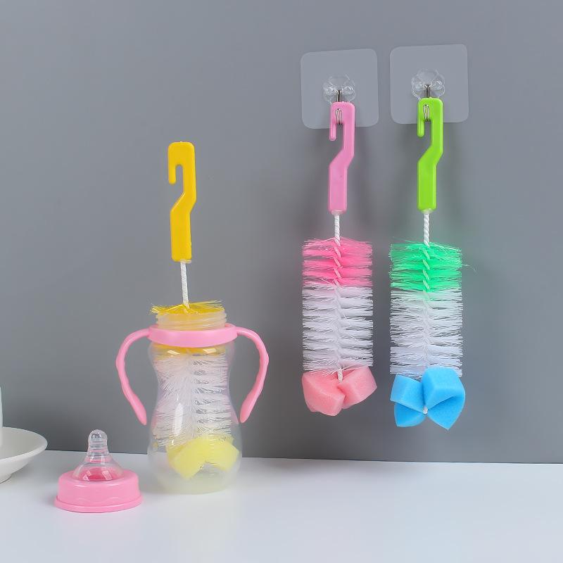 2PCS/Set Milk Bottle Cups Brushes 360 Degree Clean Upright Nylon Bottle Brush Long Handle Cup Brush Baby Bottle Brush