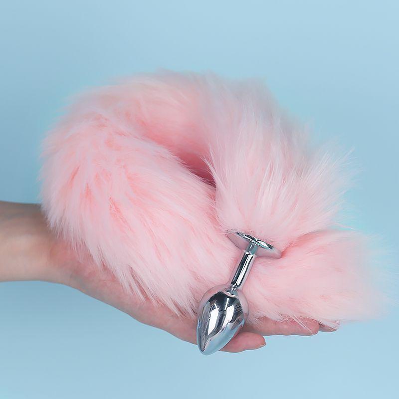 Dop Anal Metalic cu Coadă de Pisică Vulpe pentru Femei - Design Crizantemă Accesoriu de Exterior