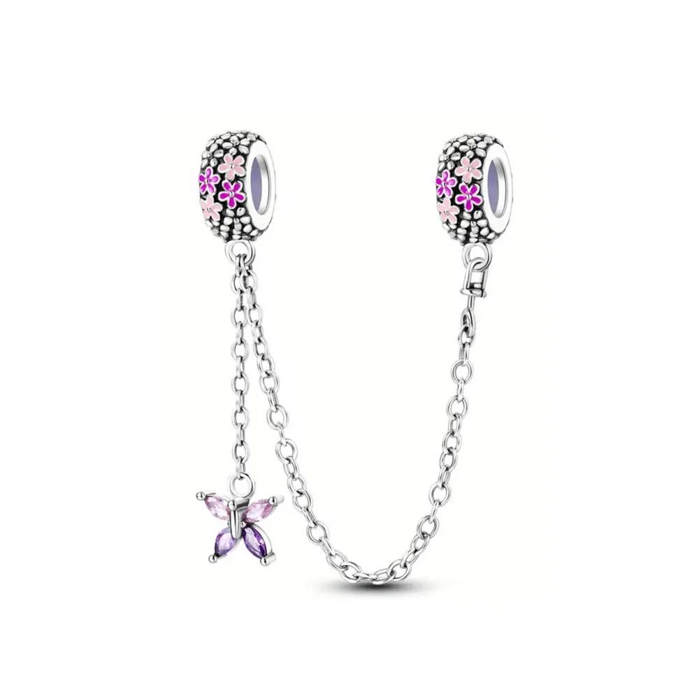 925 Silver Star Moon Crown Pendant DIY Bracelet Spacer Bead Women Jewelry Safety Chain New