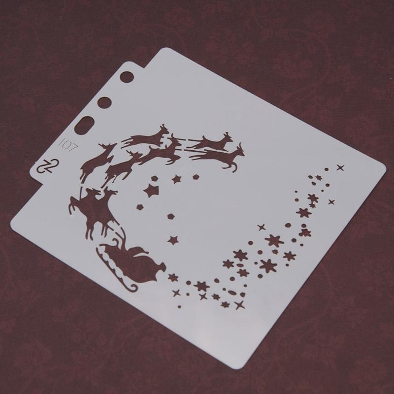 Exquisite Christmas Spraying Drawing Template Portable Washable 3-ring Loose-leaf Stencils Reusable Anti-break for Kids