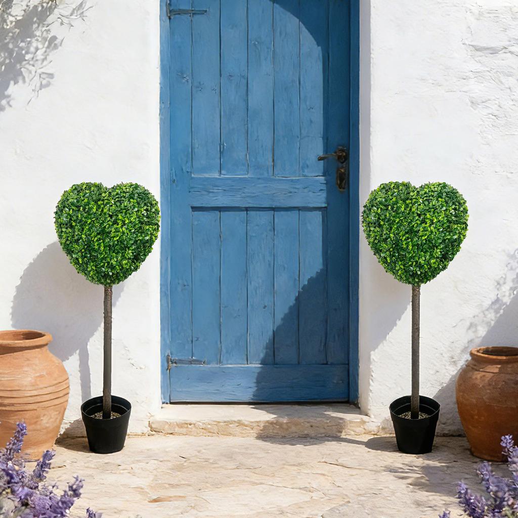 Artificial Heart Shaped Topiary Stake Faux Boxwood Garden Decoration for Outdoor or Indoor Display Use