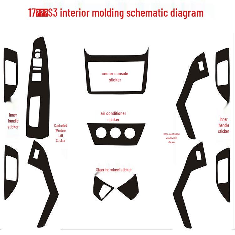 Carbon Fiber Interior Trim Stickers for 17 BAIC Huansu S3 Models