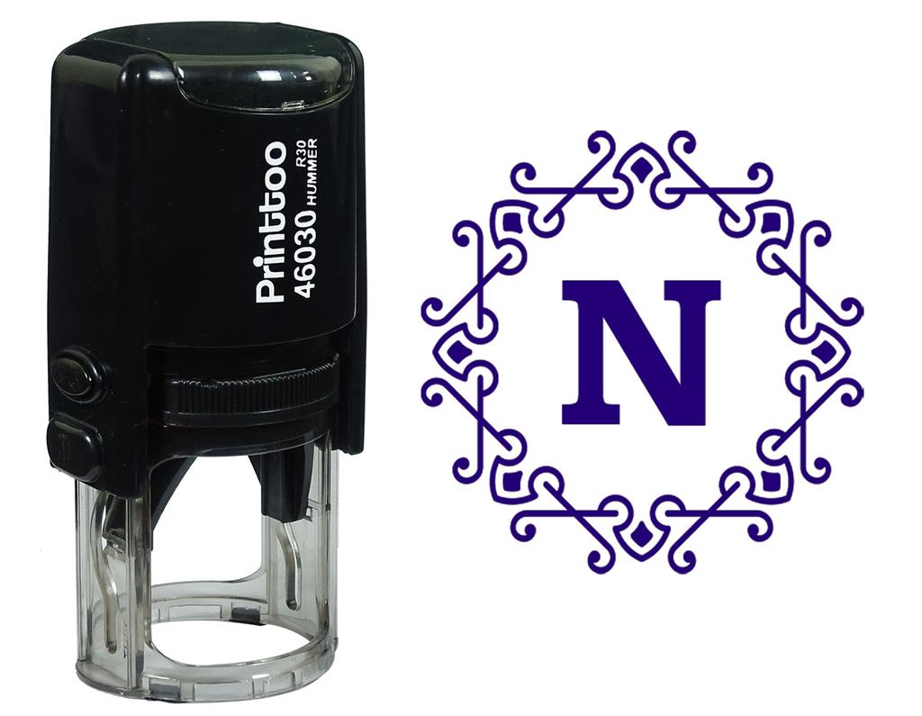 Printtoo Alphabet N Monogram Octagon Celtic Swirl Frame Self Inking Rubber Stamp Office