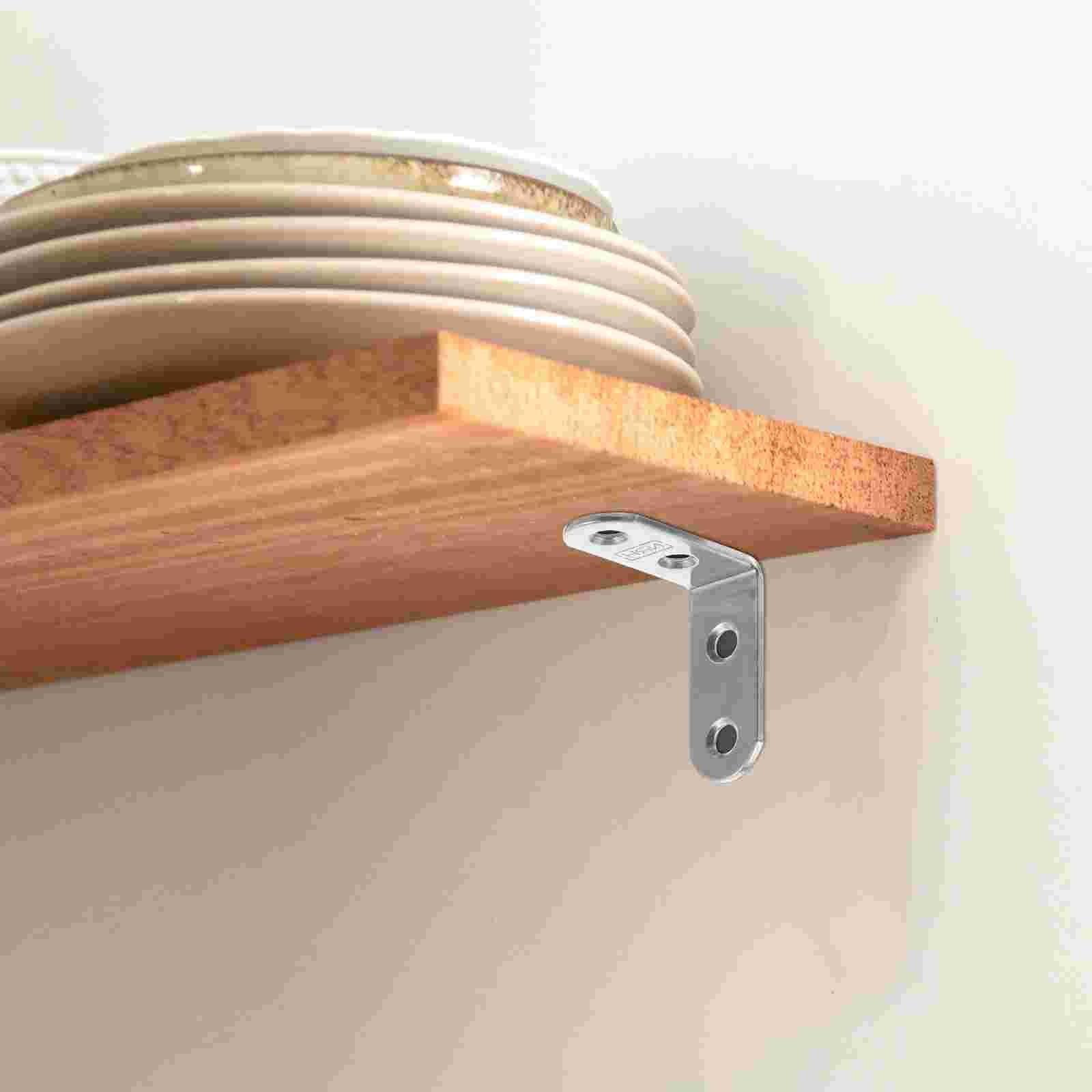 

10 шт. Деревянный кронштейн Маленькие кронштейны Металлическая полка для подпорок Угловой шкаф Угол из нержавеющей стали серебряный