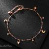 Korean Style Star Moon Rose Gold Titanium Anklet for Women