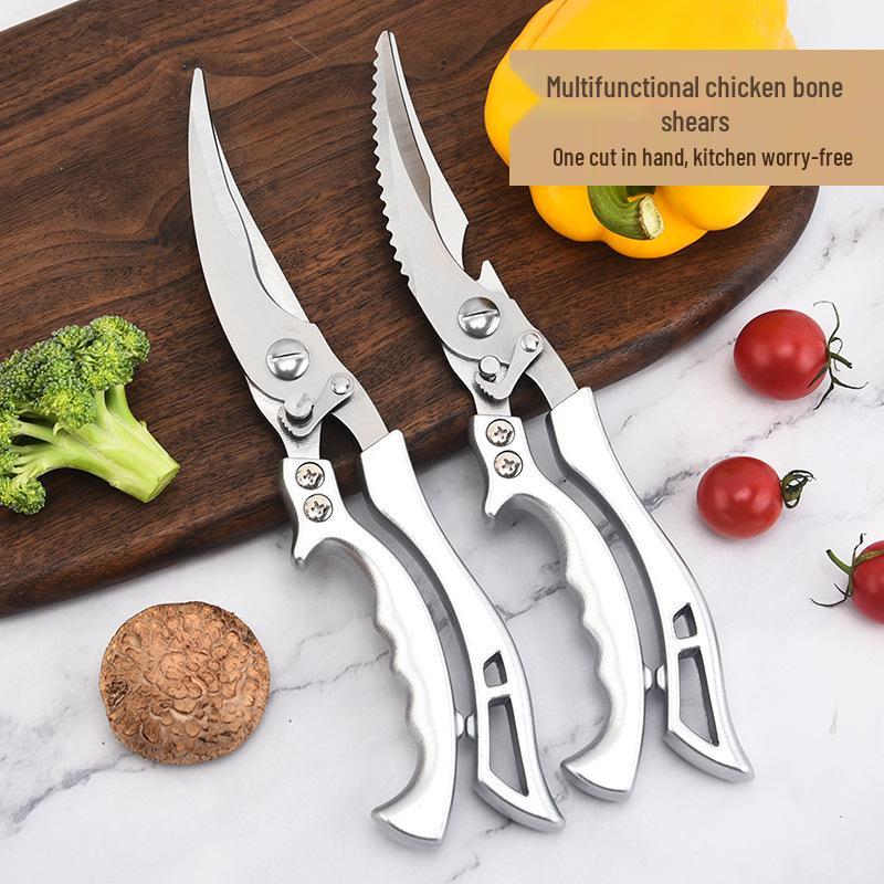 High-Demand All-Steel Kitchen Scissors: Multifunctional, Stainless Steel Scissors for Chicken Bones and Fish