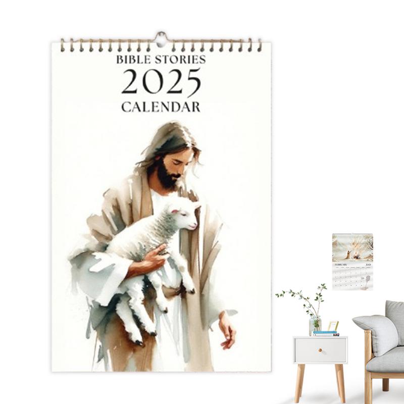 2025 Christian Bible Stories Wall Calendar Monthly Bible Wall Calendar Christian Bible Stories December Jesus Planner Calendars