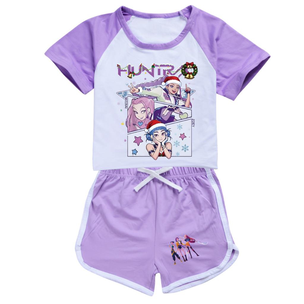 5095 Kids Girls Christmas POP Rumi Zoey Mira Print T-shirt Shorts Sport Tracksuit Clothes Set