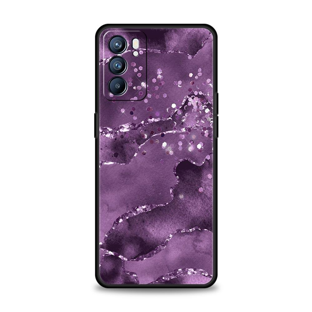 Rainbow Glitter Agate Marble Art Phone Case For Oppo Find X5 A54 A53 A52 A9 2020 A15 A95 A16 A76 A74 Reno7 SE Reno6 Pro 5G Cover