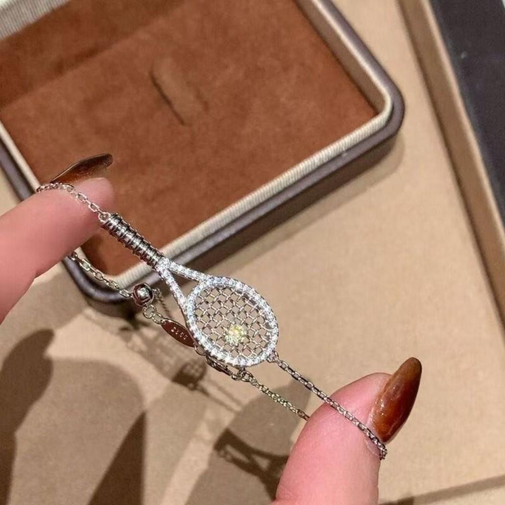 Adjustable Chain Tennis Racket Necklace Dazzling Sport Theme Jewelry Sport Party