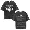 Washed Vintage Anime Death Note Ryuk Light Yagami L Lawliet Graphic T-shirt Men Casual Oversized T Shirt 90s Manga Retro Tshirt